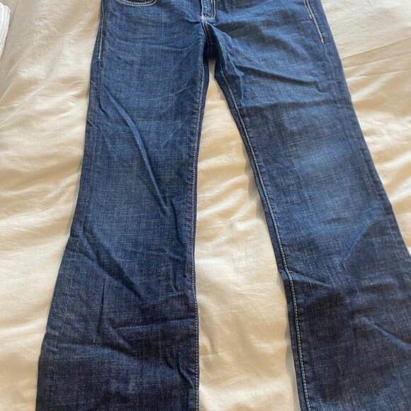 Vtg Guess Premium Y2K Denim Flare Leg Dark Wash Mid Rise‎ Low Rise Jeans Size 31 - Picture 12 of 16